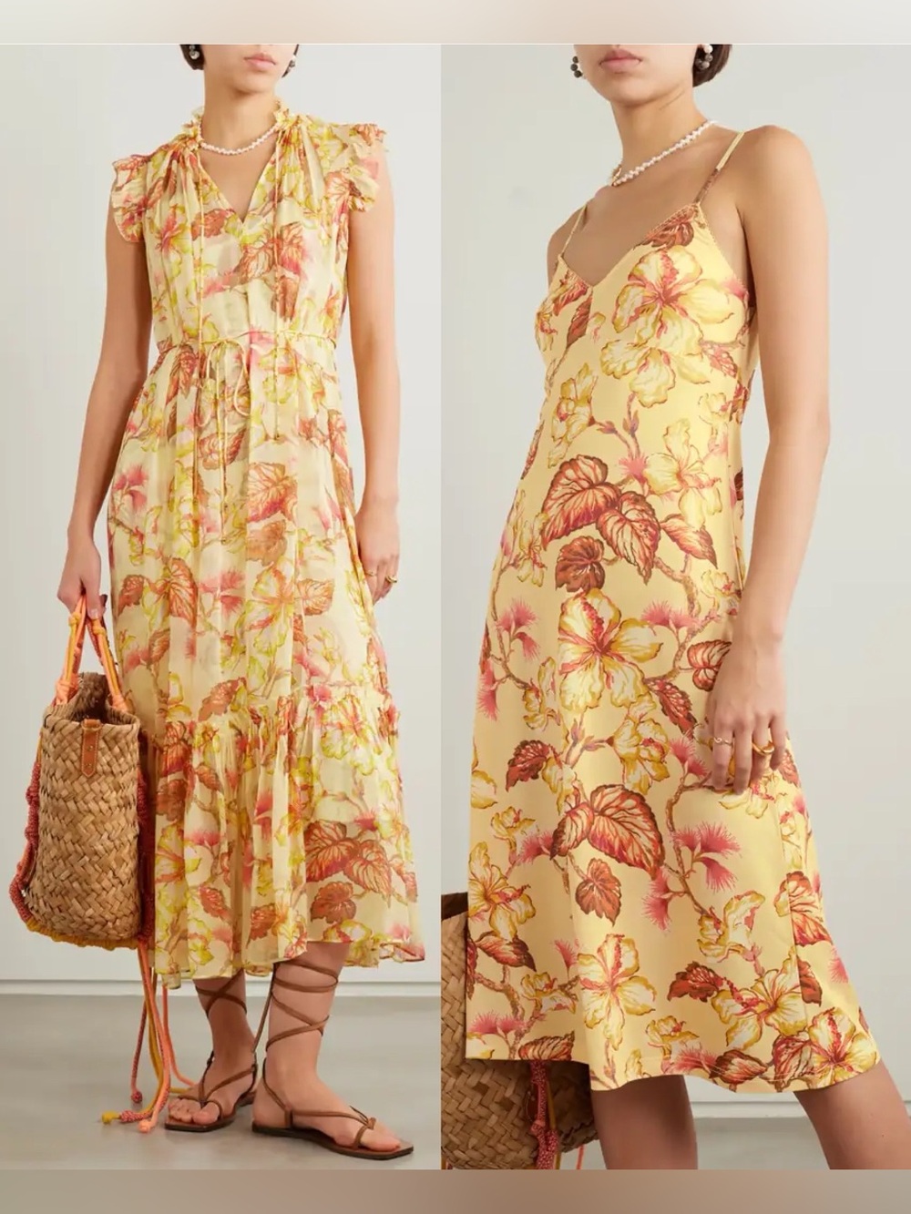 Zimmermann Matchmaker Flutter Midi Dress Yellow Hibiscus 0 / US 4